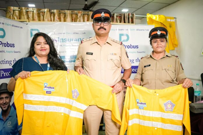 Probus Insurance Honors Mumbai Police with Raincoat Suits for Road Safety