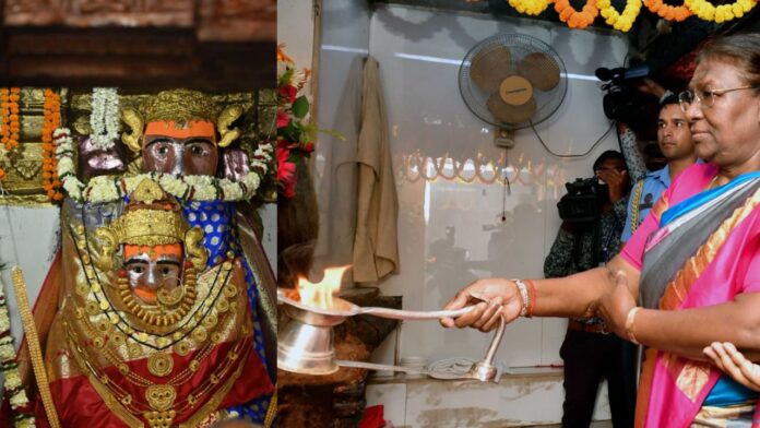 राष्ट्रपति श्रीमती द्रौपदी मुर्मु ने रतनपुर में आदिशक्ति माँ महामाया देवी के किये दर्शन