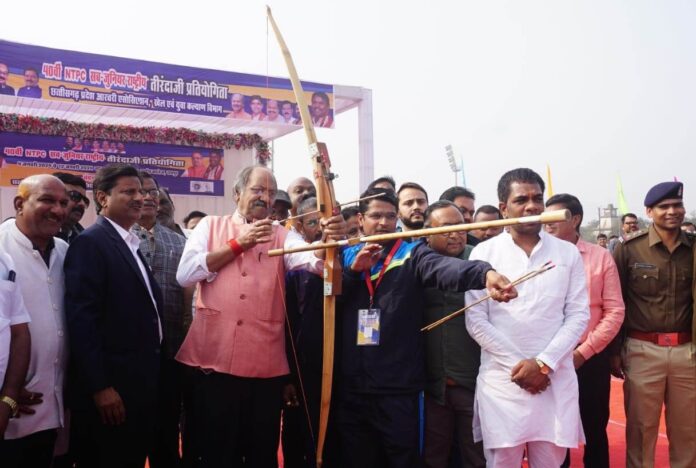 शिक्षा मंत्री बृजमोहन अग्रवाल ने 40वीं एनटीपीसी राष्ट्रीय सब जूनियर तीरंदाजी प्रतियोगिता का शुभारंभ किया